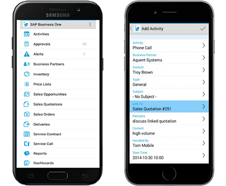 sap business one mobile app